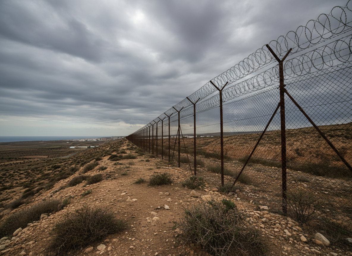The border fence separating Ceuta from Morocco