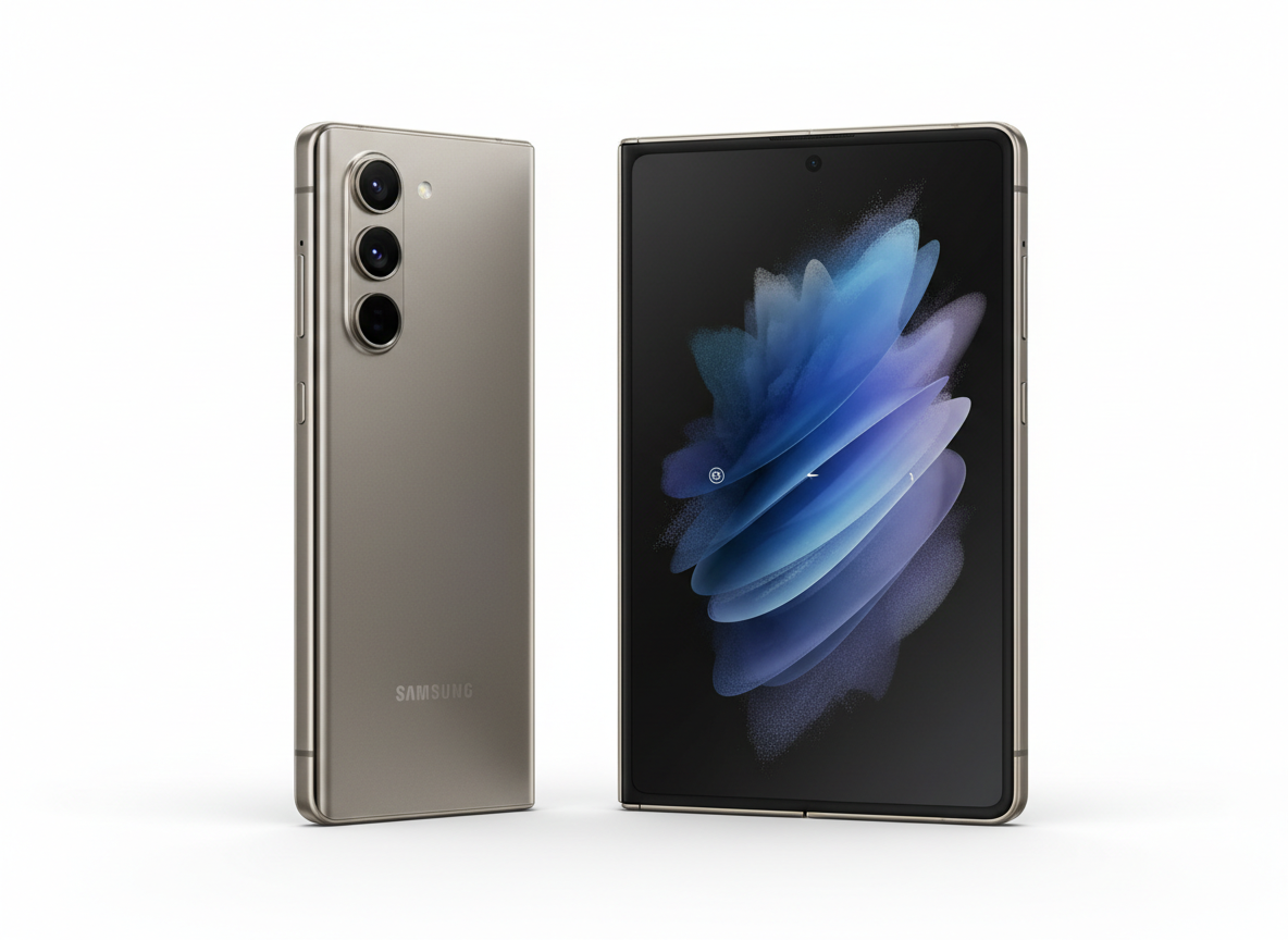 Samsung Galaxy Z Fold 7 shown folded and unfolded